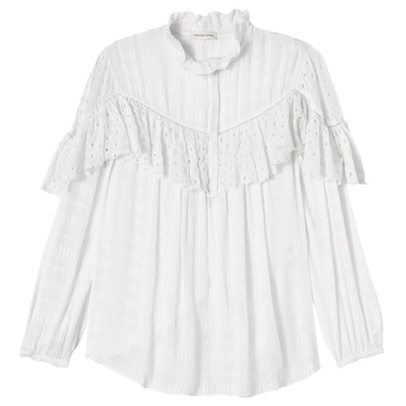 Rebecca Taylor poppy eyelet ruffle silk blouse - Picture 2 of 11